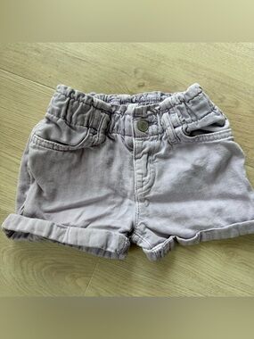 Purple denim shorts